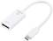 Un adaptateur blanc avec un port USB-C d'un côté et une sortie HDMI de l'autre, utilisé pour la lecture vidéo.