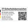 Marquage de sécurité informatique » du BSI pour les produits, code QR pour les informations. Le fabricant certifie la conformité aux exigences du BSI.