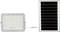 Projecteur LED connecté à un panneau solaire. Le projecteur comprend de nombreuses petites LED, et le panneau est composé de plusieurs cellules photovoltaïques.