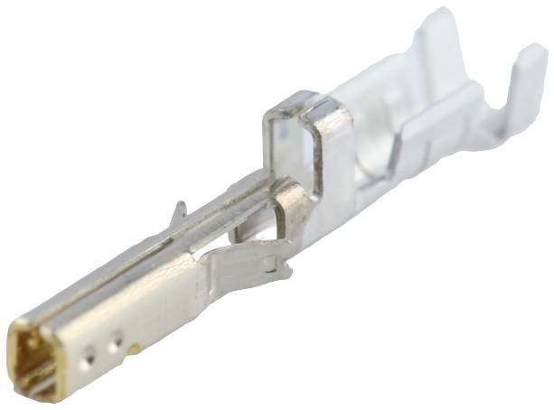 Contact métallique individuel en gros plan, montrant une vue détaillée de sa structure et de sa forme pour les connexions électriques.