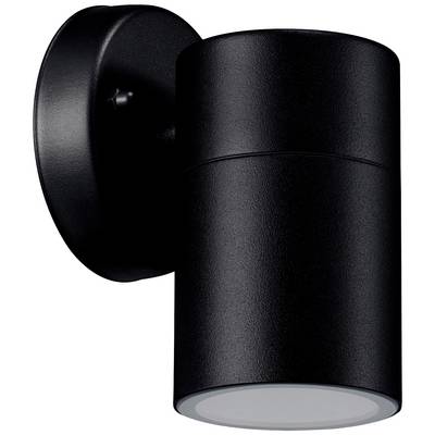Lampe extérieure cylindrique noire avec support mural, design moderne et épuré, idéale pour un éclairage d'ambiance extérieur.