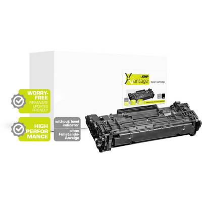Une cartouche de toner à côté de son emballage. Sur la boîte est inscrit 'Vantage', elle est sans indicateur de niveau, à haute performance.