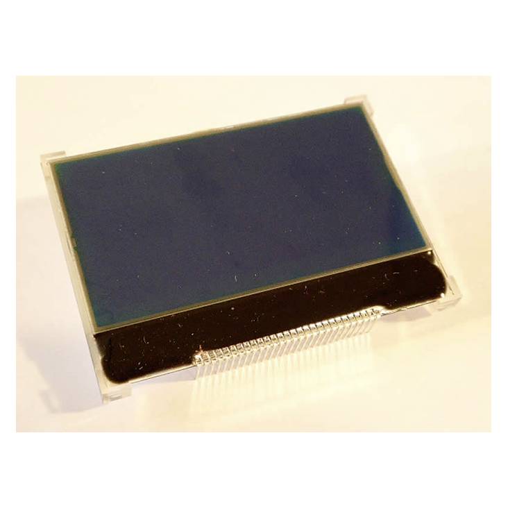 Un écran LCD dans un boîtier de protection sur un fond blanc, ne montrant aucun contenu actif ou zones lumineuses.