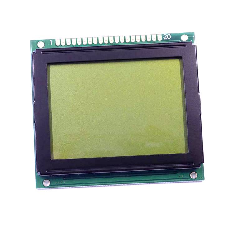 Un écran LCD sans indication visible, avec un fond vert et un cadre noir.