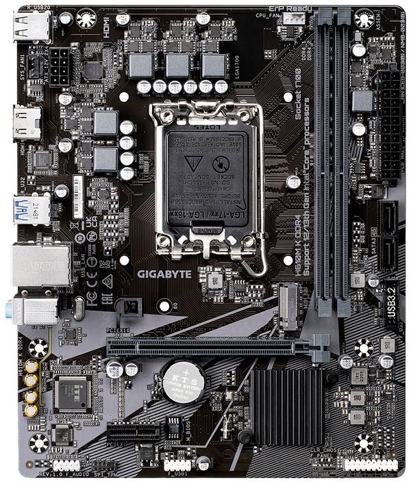 Gigabyte H610M K DDR4 Carte mère Socket (PC) Intel® 1700 Facteur de forme (détails) Micro-ATX Chipset de la carte mère Intel® H610
