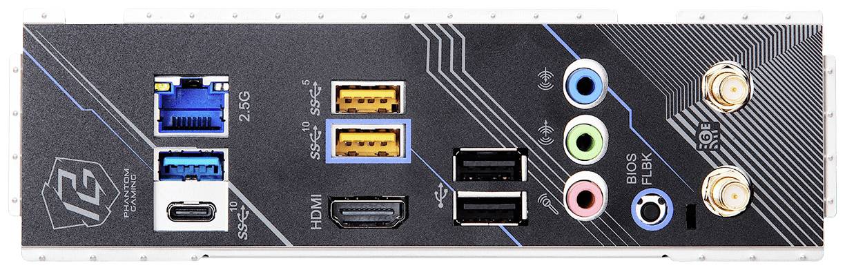 Connecteurs sur l'arrière d'un ordinateur : Ethernet, HDMI, ports USB, ports audio et ports d'antenne.