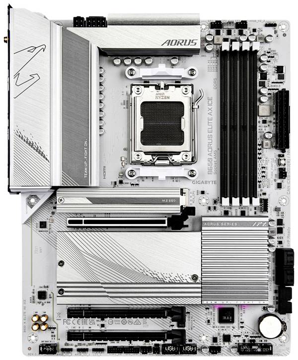 Gigabyte B650 AORUS ELITE AX ICE Carte mère Socket (PC) AMD® AM5 Facteur de forme (détails) ATX Chipset de la carte mère AMD® B650