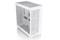 Boîtier d'ordinateur blanc avec des côtés perforés pour la ventilation, adapté aux cartes mères Mini-ITX.