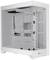 Boîtier d'ordinateur blanc vide avec parois latérales transparentes, adapté aux projets de construction de PC de bureau avec options d'extension.