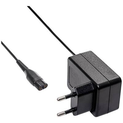 Prise d'un bloc d'alimentation noir avec deux contacts ronds et un câble amovible, compatible avec les prises électriques européennes.