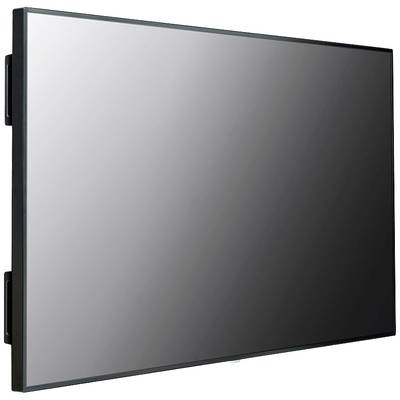 Un écran plat moderne à cadre noir rectangulaire, légèrement incliné vers la droite.