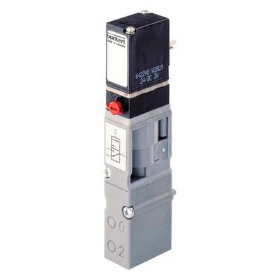 Électrovanne Bürkert, modèle 642219, pour commande pneumatique. Affiche le schéma de raccordement sur la face avant.