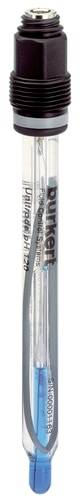 Un capteur de pH en verre avec une tête noire et une électrode bleue, adapté pour une utilisation dans des applications chimiques.