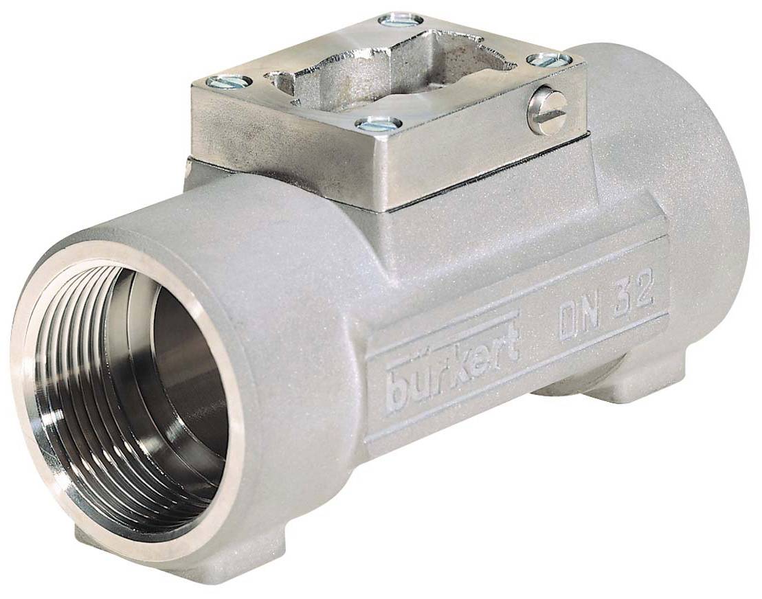 Tube métallique fileté intérieurement, marqué 'bürkert DN 32'.