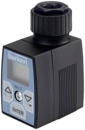 Un appareil électrique avec un affichage numérique et des touches, étiqueté 'burkert' et 'ENTER'. Utilisé pour le contrôle de systèmes.