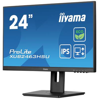 Moniteur de 24 pouces avec technologie IPS et mode Eco, modèle 'ProLite XUB2463HSU', de iiyama, sur socle noir.