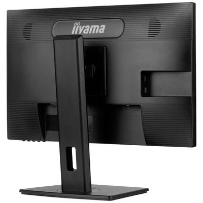 Dos d'un écran d'ordinateur sur un support, avec logo de marque visible, deux ports USB et des fentes de ventilation.