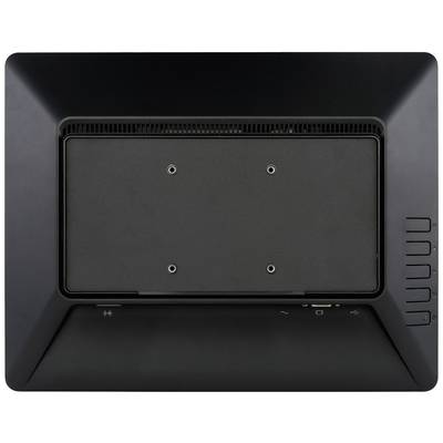 Face arrière d'un moniteur informatique avec plusieurs ports de connexion et points de fixation pour montage mural.