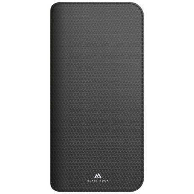 Batterie externe noire avec un motif géométrique et le logo 'Black Rock' sur le bord inférieur.