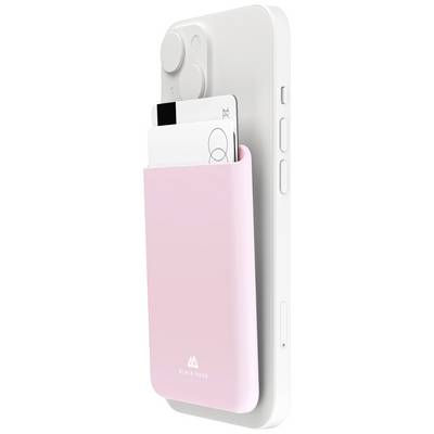Un smartphone à boîtier clair est équipé d'un porte-cartes rose à l'arrière. Le support contient deux cartes.