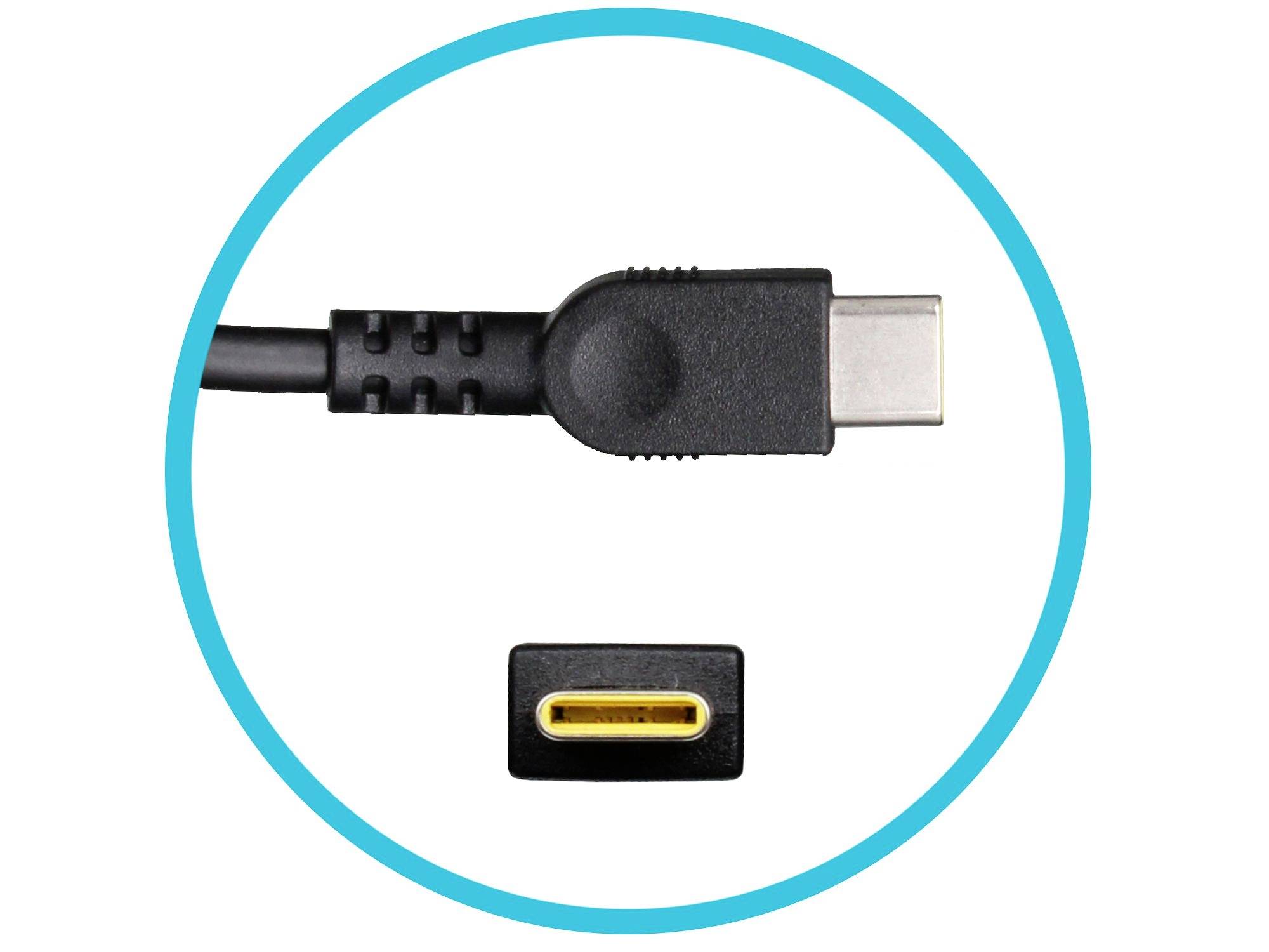 «Connecteur USB-C» et «prise d'alimentation avec intérieur jaune». Montre la compatibilité entre un câble et le port d'un appareil.