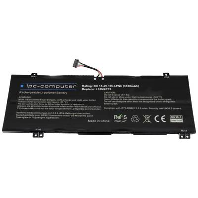 'Batterie lithium-polymère rechargeable noire avec logo d'entreprise et données techniques telles que tension, capacité et avertissements.'