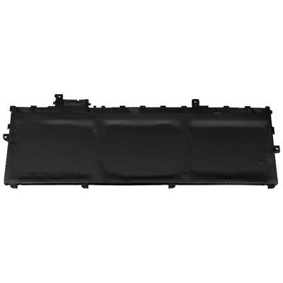 Batterie d'ordinateur portable de couleur noire, de forme rectangulaire, avec connexion en haut à gauche.