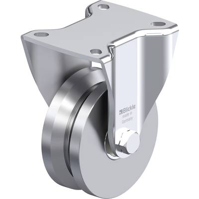 Roulette pivotante en métal avec plaque de fixation, adaptée pour une utilisation sous charges lourdes. Capacité de charge élevée et construction robuste.