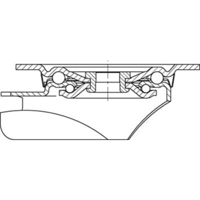 Coupe transversale d'un joint mécanique complexe, montrant les roulements, les éléments d'étanchéité et leur disposition dans un diagramme technique.