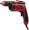 Outil électrique rouge et noir de la marque Einhell, avec poignée et tête de perçage visibles, adapté aux travaux de construction ou de bricolage.