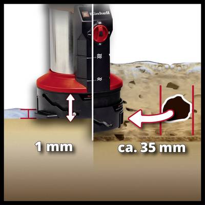 L'illustration montre deux côtés d'une planche en bois : à gauche, une surface lisse avec '1 mm', à droite, une surface rugueuse avec 'env. 35 mm' à côté du symbole de fraisage.