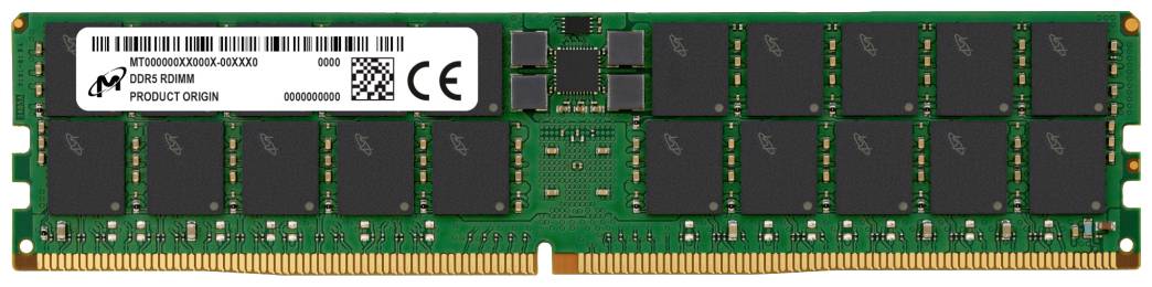 Un module de RAM pour ordinateur, typiquement utilisé pour stocker des données pendant le traitement, composé de plusieurs puces mémoire sur une carte électronique verte.