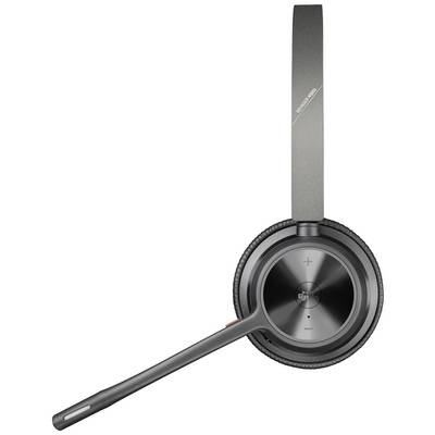 Casque micro au design noir, avec un écouteur à coque d'oreille rembourrée et arceau réglable, adapté pour les appels téléphoniques.