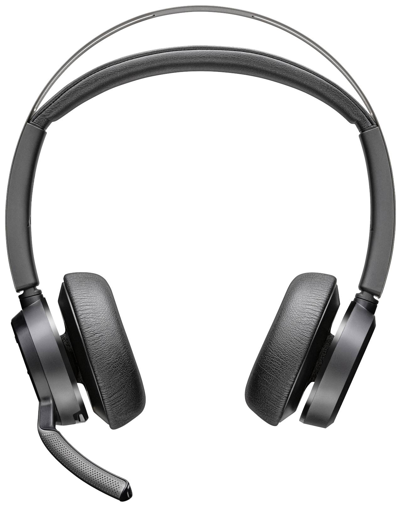 Un casque noir et gris avec un bras micro, des écouteurs rembourrés et un arceau réglable, adapté aux appels audio et à la musique.