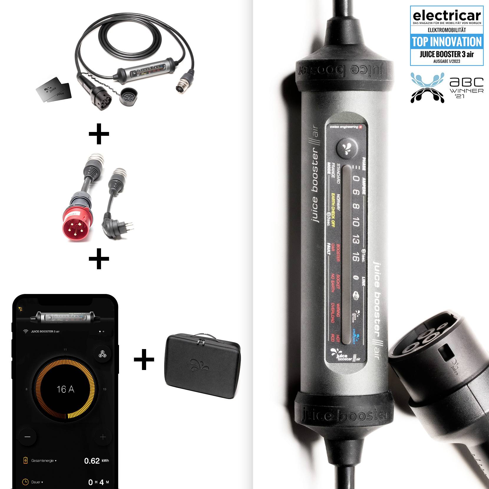 juice technology JUICE BOOSTER 3 air, Basic Set | CH Station de charge pour véhicule électrique type 2 mode 2 16 A 11 kW-11