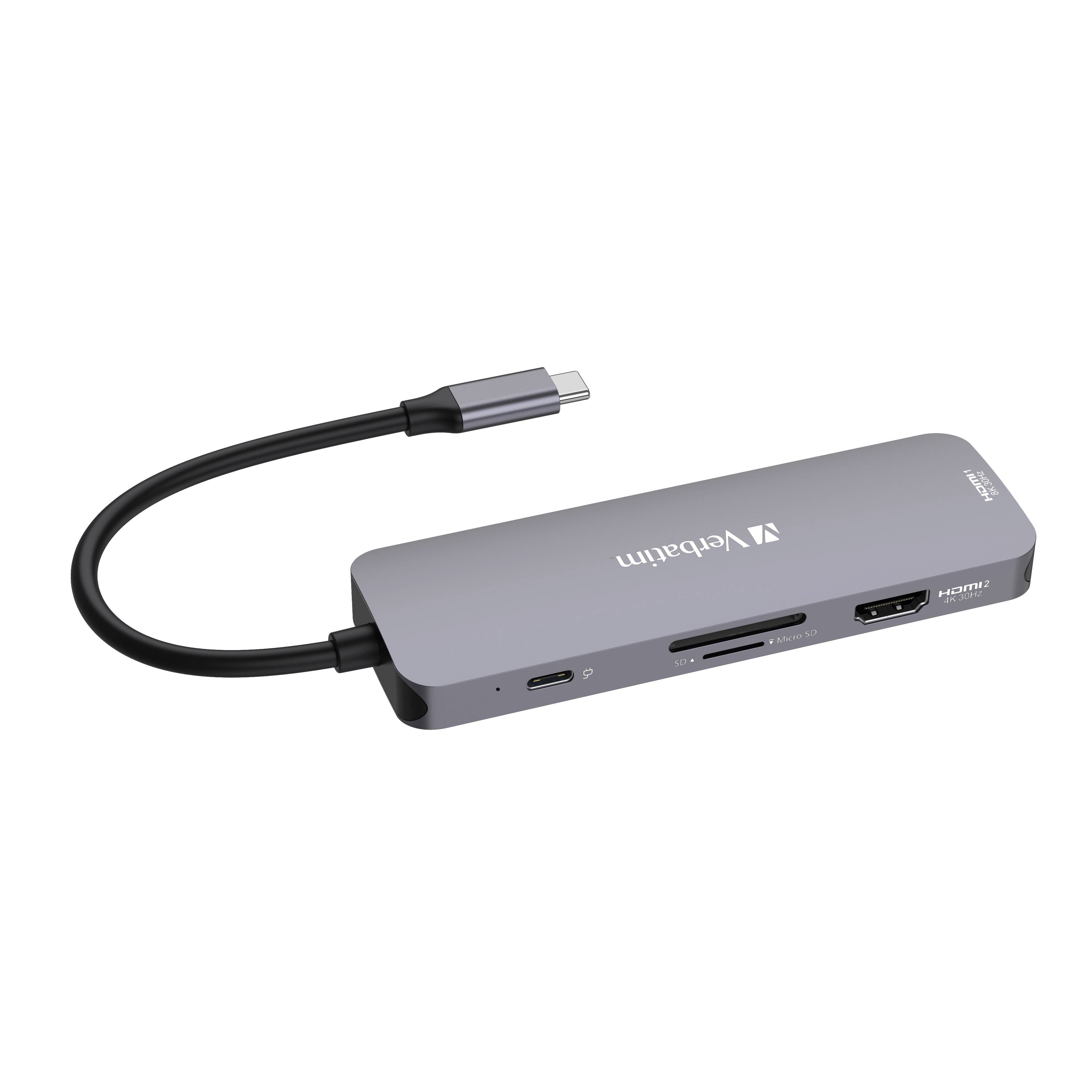 Hub Verbatim multiport CMH-08, 3 ports USB 3.2-A, 1 port USB 3.2-C, 2 ports HDMI 4K, lecteur de cartes SD et microSD,...-4