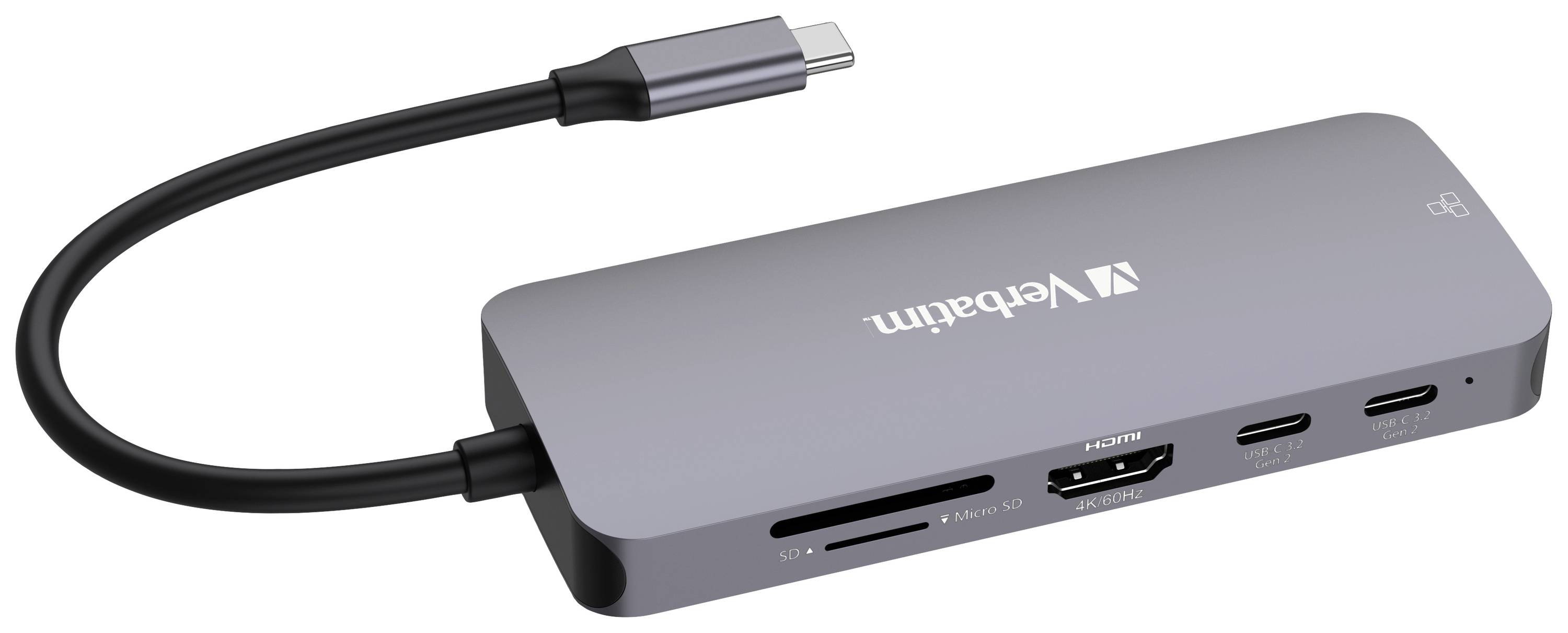 Verbatim 32152 Hub USB 9 ports HDMI™, microSD, RJ45, SD, USB 3.1 (Gen 1), USB 3.1 (Gen 1), USB 3.1 (2è gén.), USB 3.1 (2-4
