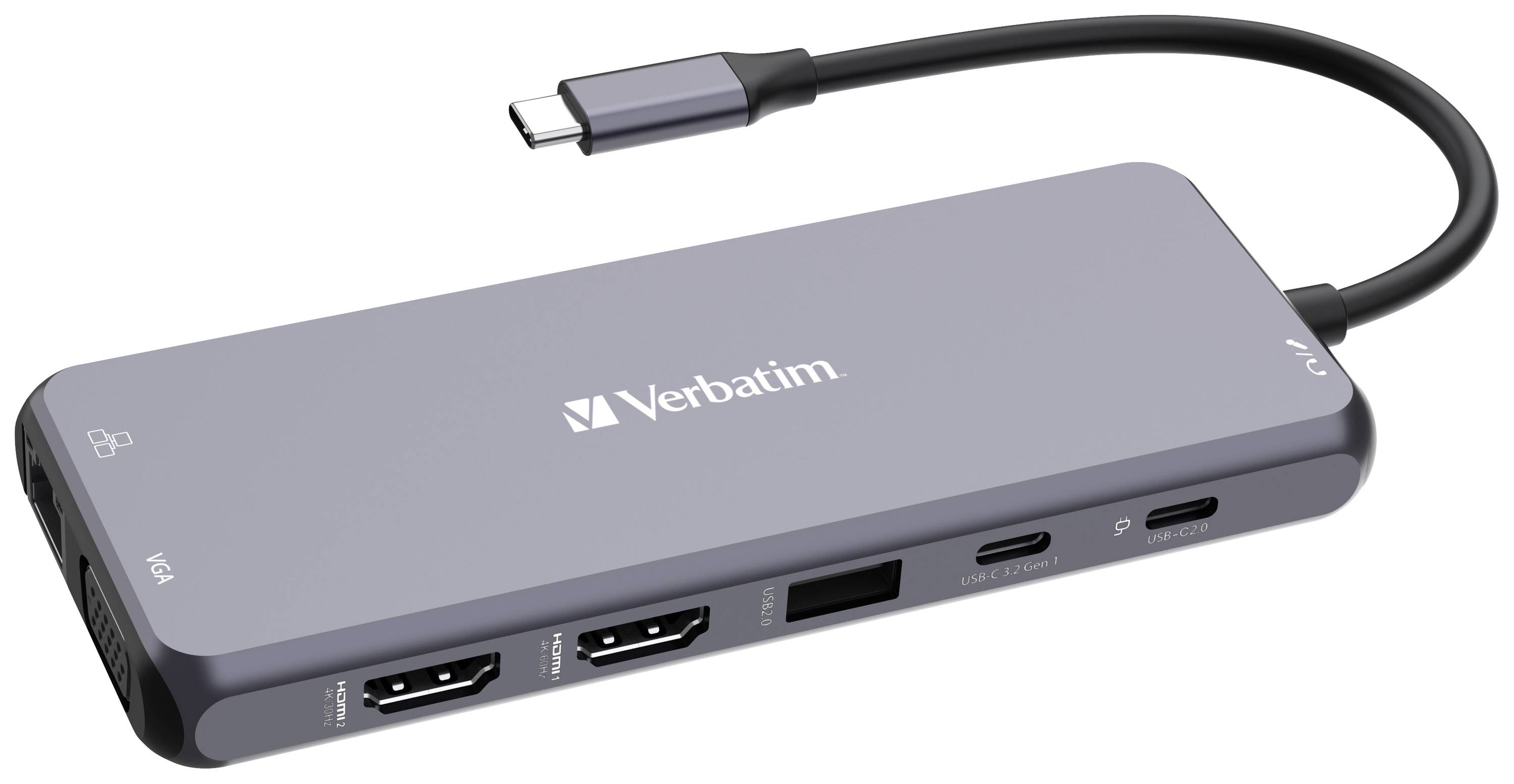 Hub Verbatim, multiport, CMH-14, 2 ports USB 2.0-A, 4 ports USB 3.2-A, 2 ports USB 3.2-C VGA, 2 ports HDMI 4K, RJ45,...-0