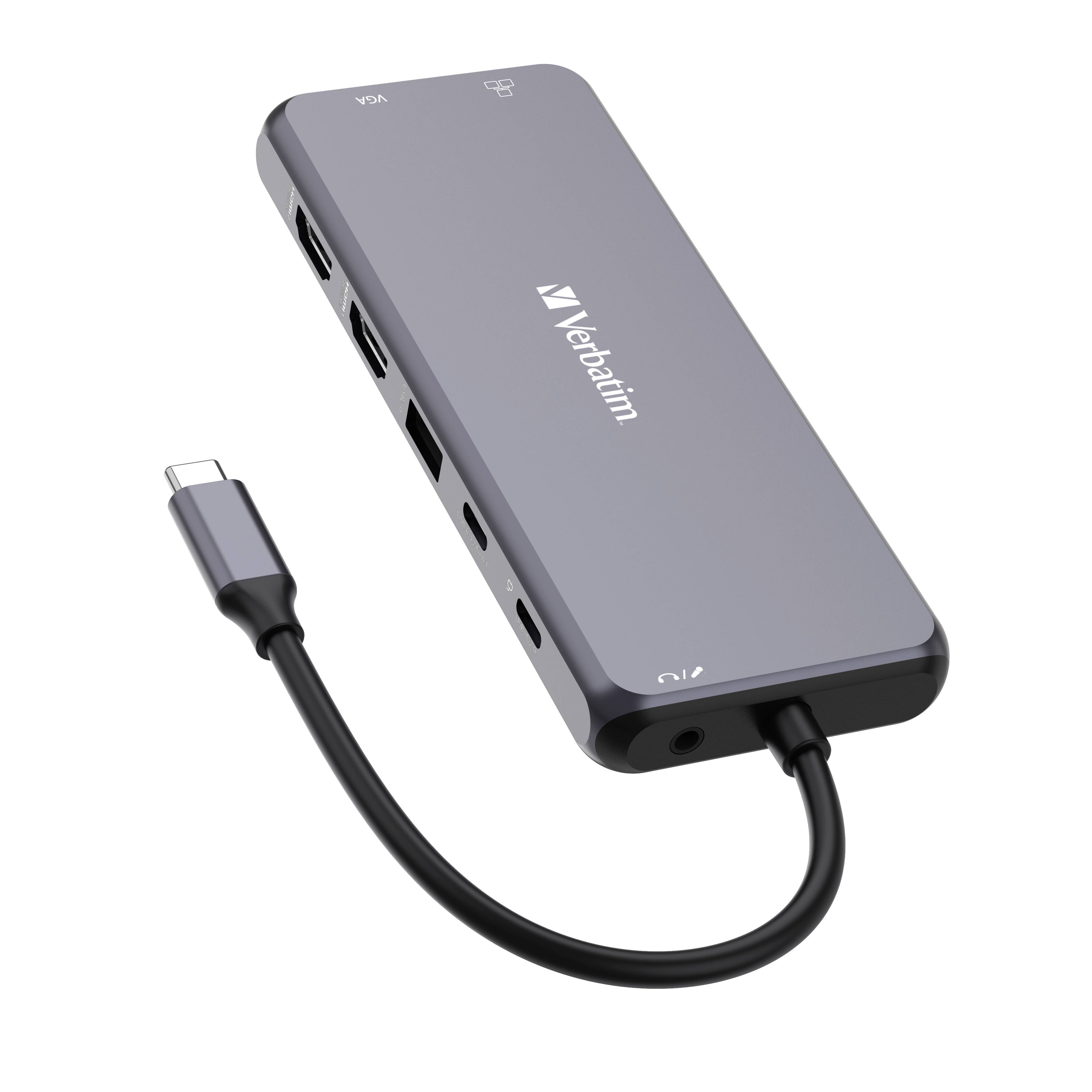 Hub Verbatim, multiport, CMH-14, 2 ports USB 2.0-A, 4 ports USB 3.2-A, 2 ports USB 3.2-C VGA, 2 ports HDMI 4K, RJ45,...-2