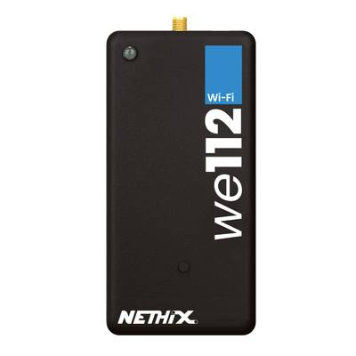 Appareil noir portant l'inscription 'WiFi We112' et le logo 'Nethix', probablement un produit technique avec fonction WiFi.