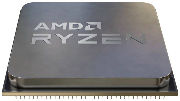 Processeur AMD Ryzen en gros plan avec le logo de l'entreprise visible.