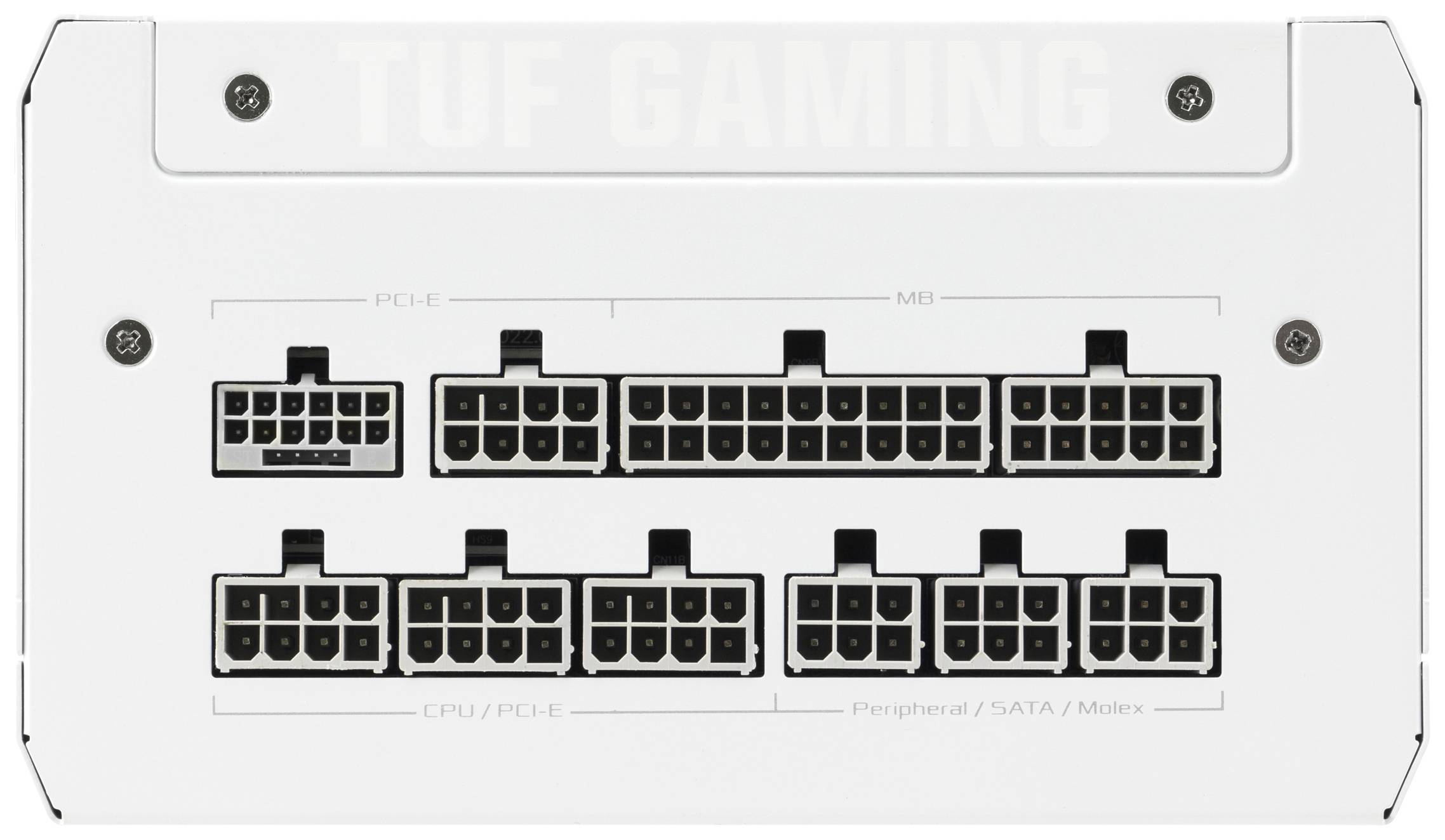 Connecteurs d'alimentation TUF GAMING : PCIe, carte mère, CPU/PCIe, périphériques/SATA