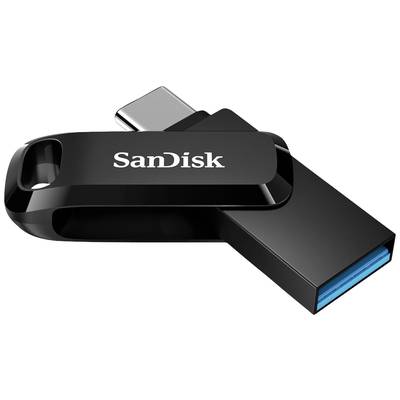 Une clé USB SanDisk noire avec un capuchon amovible. Le connecteur est visible et montre un port USB 3.0 bleu.