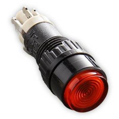 Une diode électroluminescente rouge dans un boîtier noir, souvent utilisée comme indicateur d'avertissement dans les appareils électroniques.