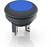 Bouton-poussoir rond bleu avec contacts métalliques en bas. Adapté pour les appareils électroniques destinés au contrôle ou à la commutation de fonctions.