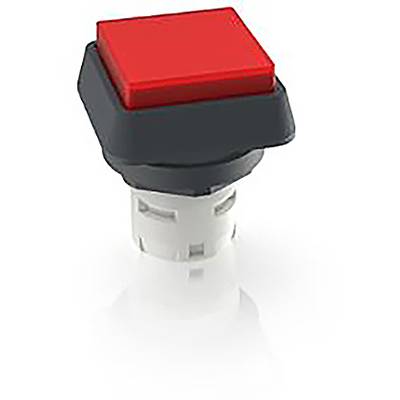 Bouton-poussoir carré rouge sur fond blanc, souvent utilisé pour commander ou déclencher des fonctions sur des machines.