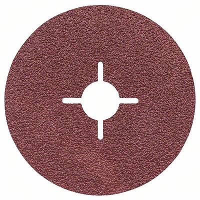 Disque abrasif marron avec un trou central en croix, utilisé pour l'usinage des métaux et les travaux sur bois.