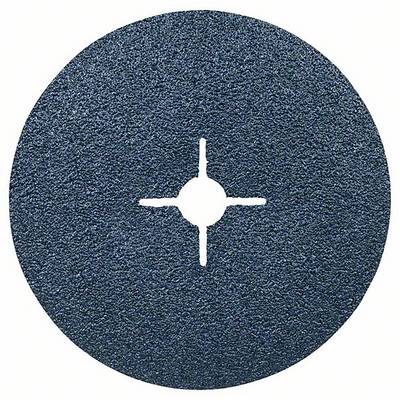 Disque abrasif rond à grain grossier, avec une ouverture cruciforme au centre, utilisé pour l'usinage des métaux.