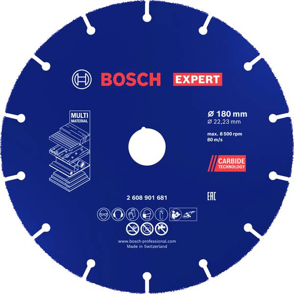 Bosch Accessories 2608901681 2608901681 Disque à tronçonner 180 mm 1 pc(s) bois, plastique, métal, Béton, matériau composite, Pierre