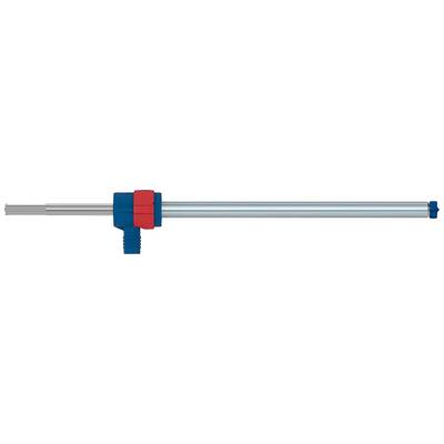 Serre-joint avec des éléments bleus et rouges, comprenant une longue tige cylindrique et une poignée, destiné à la fixation dans des applications artisanales.